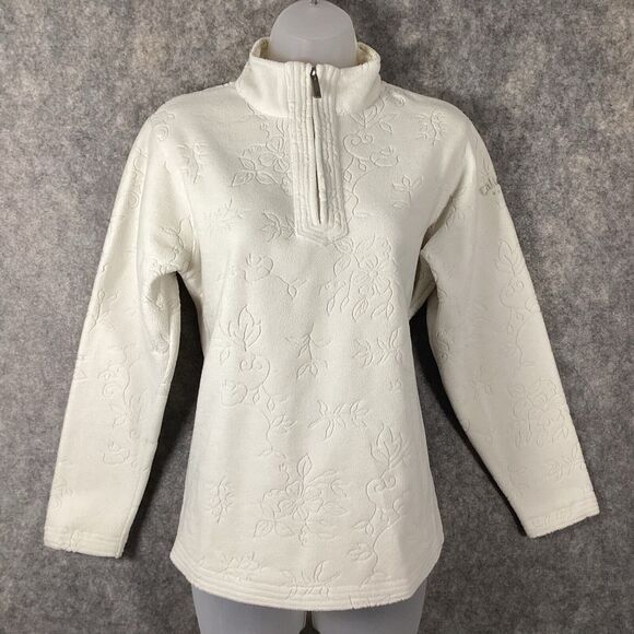 Gear For Sports Women’s Fleece Floral Cream 1/4 Zip Pullover Size Small Golf Top - Picture 8 of 16